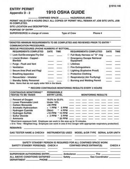 Picture of 35356 - CONFINED SPACE PERMITS: ENTRY PERMITS